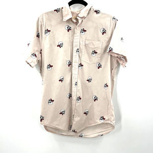 Hollister Epic Flex Casual Button Up Collared Short Sleeve Skulls Roses Medium